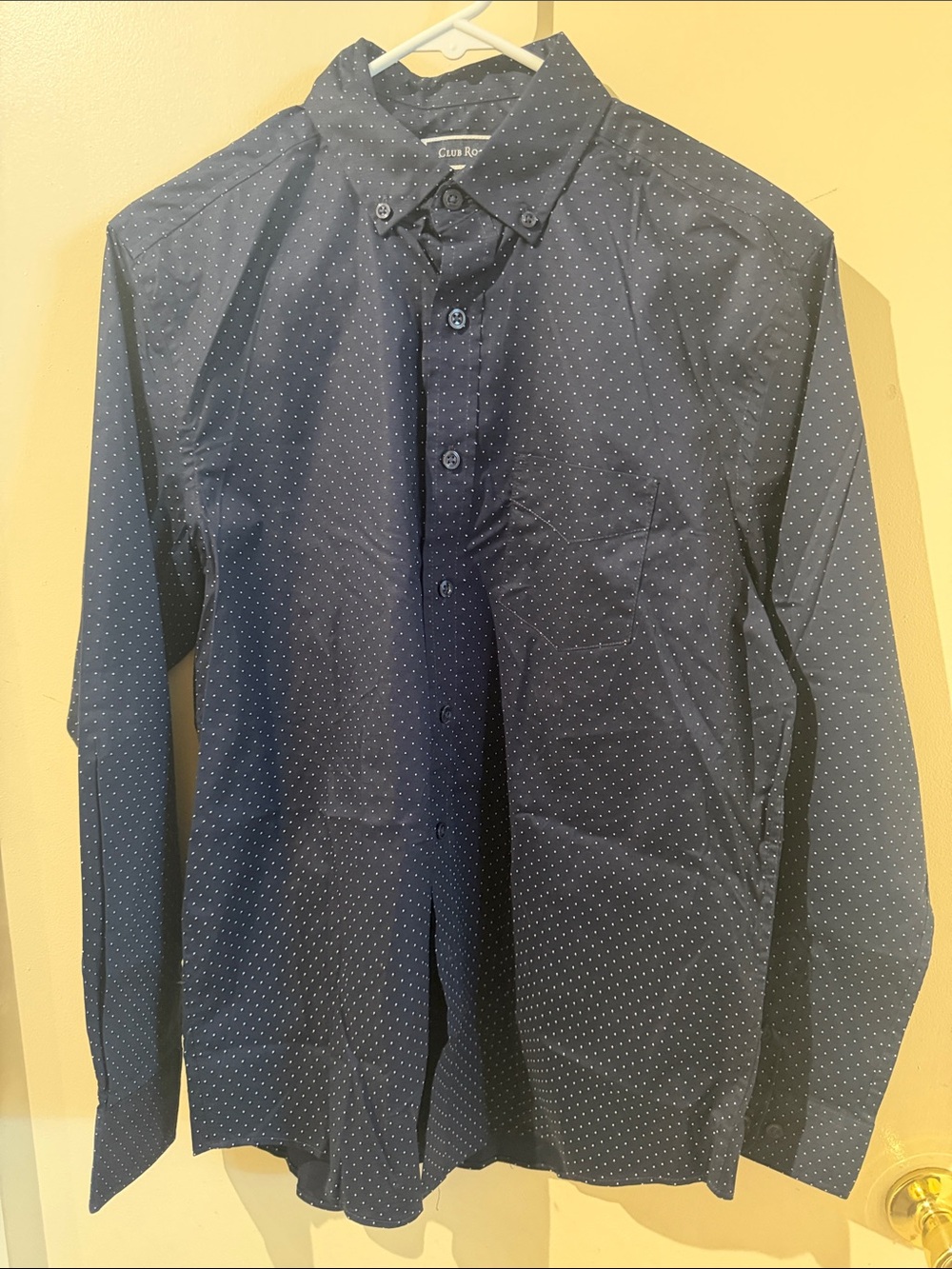 Club Room Navy Micro Dot Button Shirt